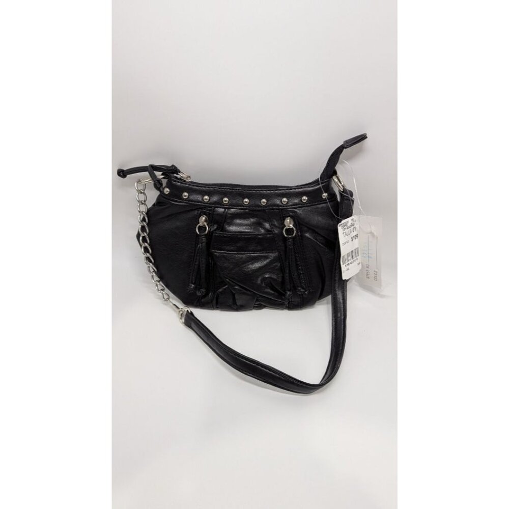 J.C. Fashion Black Talla PVC Leather Mini Shoulder Bag Purse